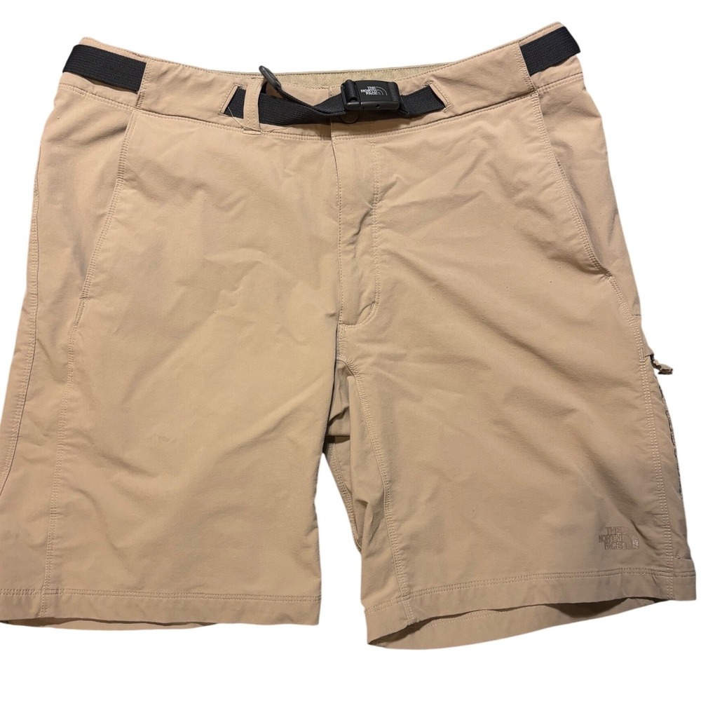 The North Face Mens‎ Belted Hiking Shorts Tan Khaki Size 36 Cargo Zip Pocket